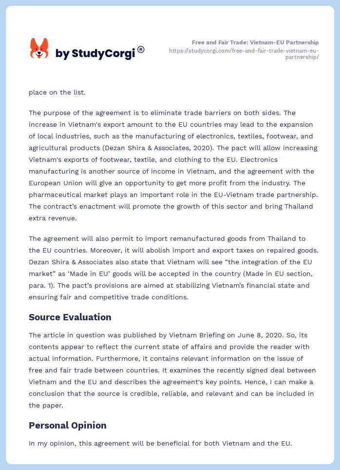 Free and Fair Trade: Vietnam-EU Partnership. Page 2