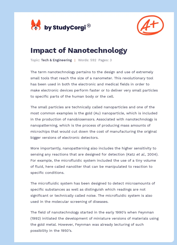 Impact of Nanotechnology. Page 1