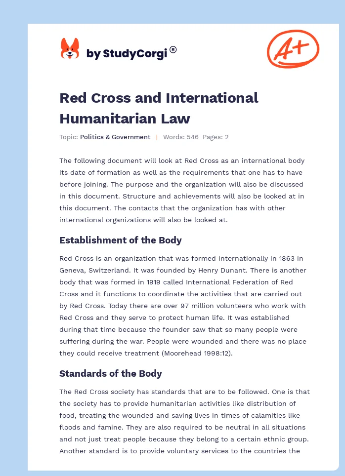 Red Cross and International Humanitarian Law. Page 1
