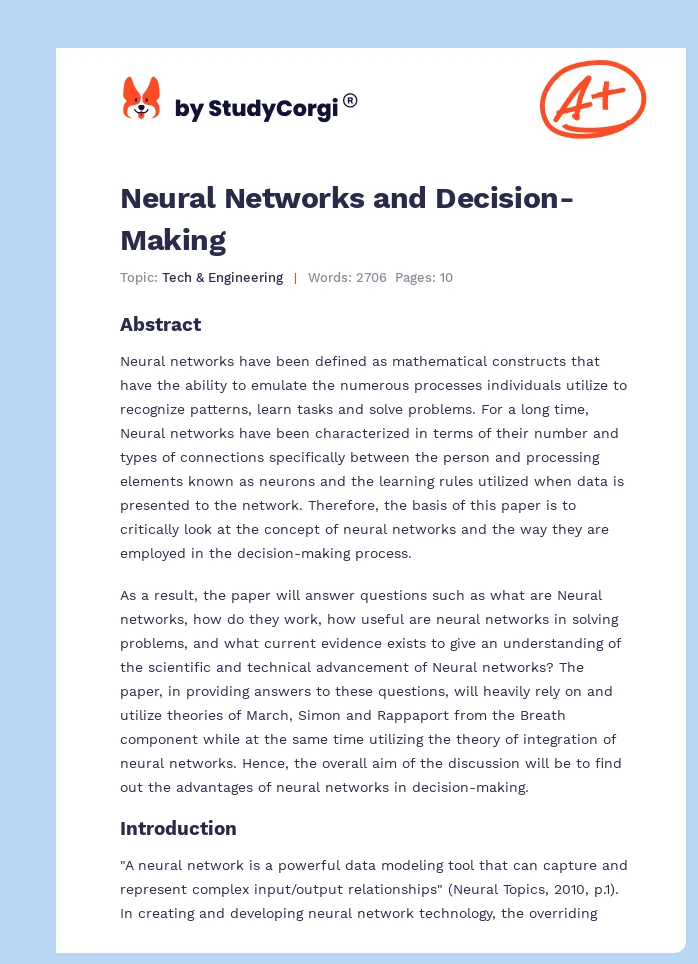 Neural Networks and Decision-Making. Page 1