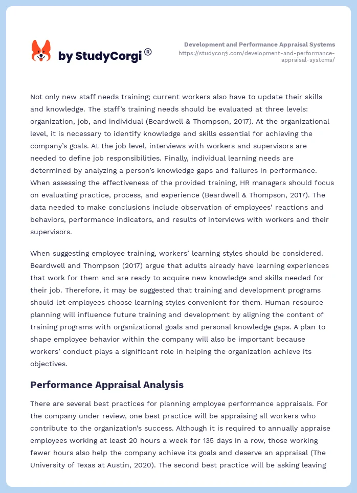 Development and Performance Appraisal Systems. Page 2