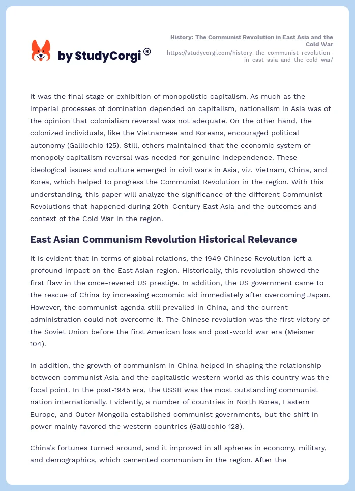 History: The Communist Revolution in East Asia and the Cold War. Page 2