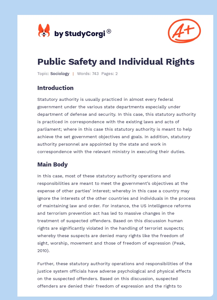 Public Safety and Individual Rights. Page 1