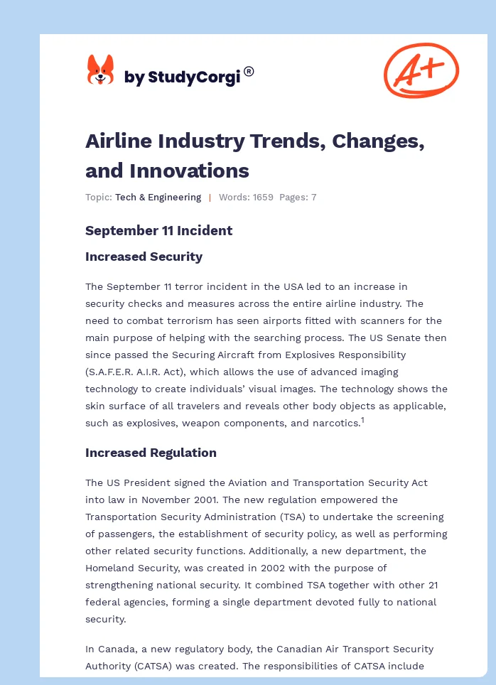 Airline Industry Trends, Changes, and Innovations. Page 1