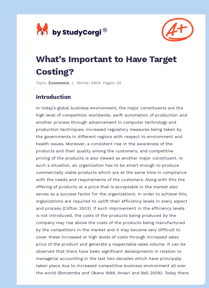 What’s Important to Have Target Costing?. Page 1