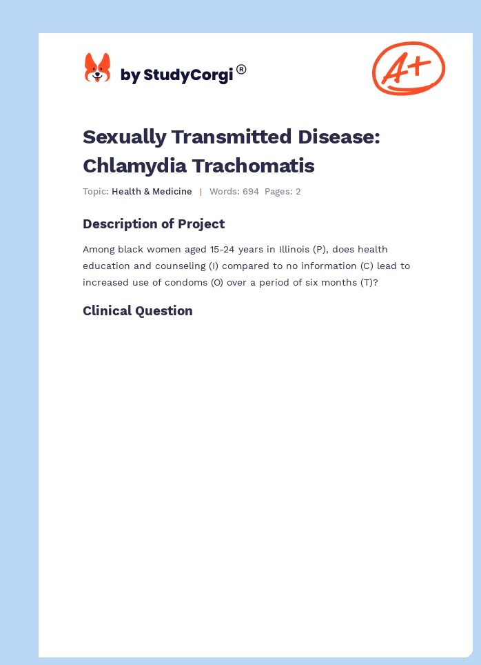 Sexually Transmitted Disease: Chlamydia Trachomatis. Page 1