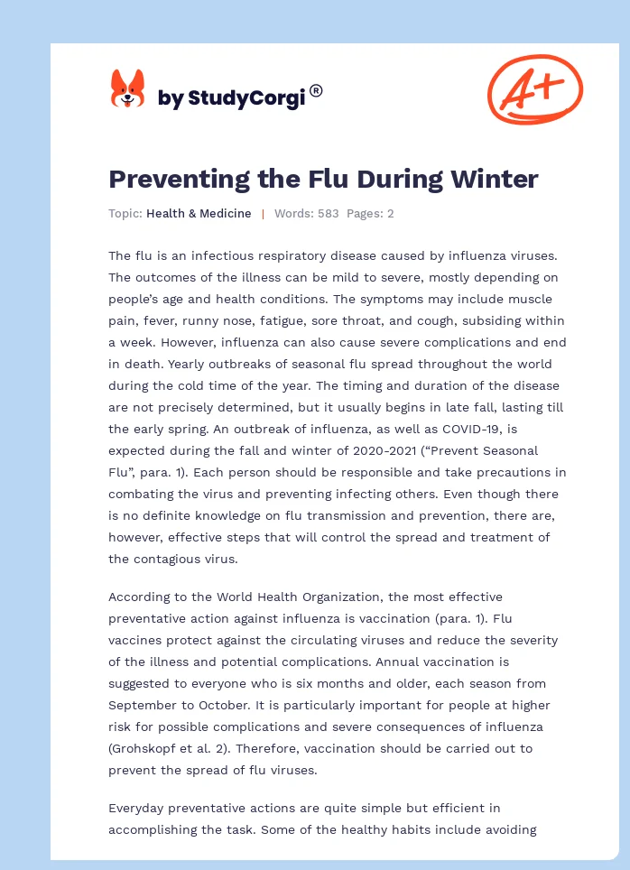 Preventing the Flu During Winter. Page 1