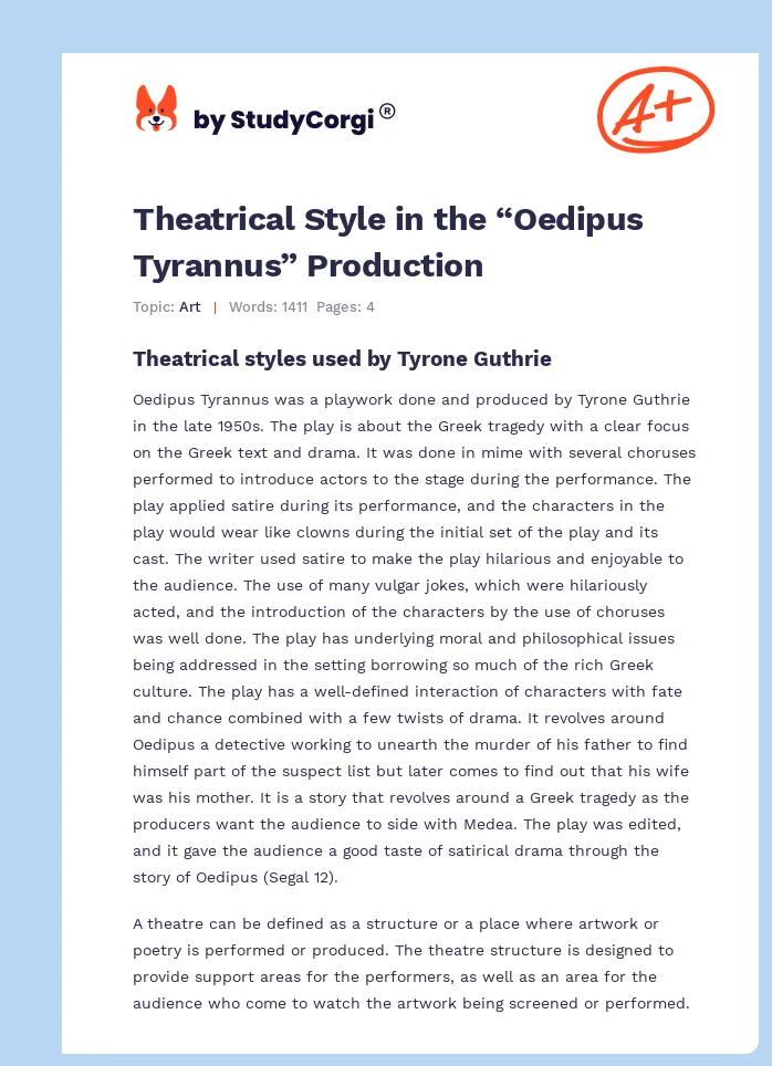Theatrical Style in the “Oedipus Tyrannus” Production. Page 1