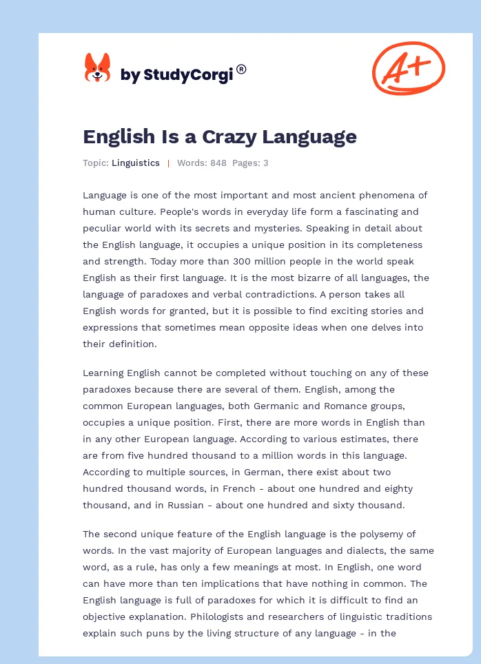 English Is a Crazy Language. Page 1
