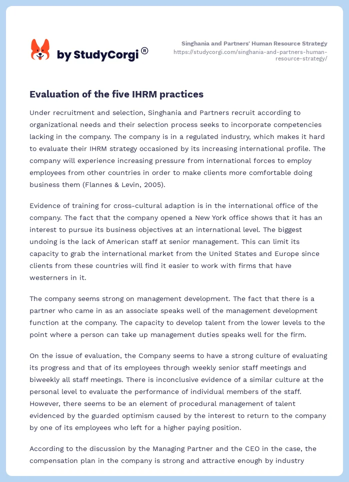 Singhania and Partners' Human Resource Strategy. Page 2