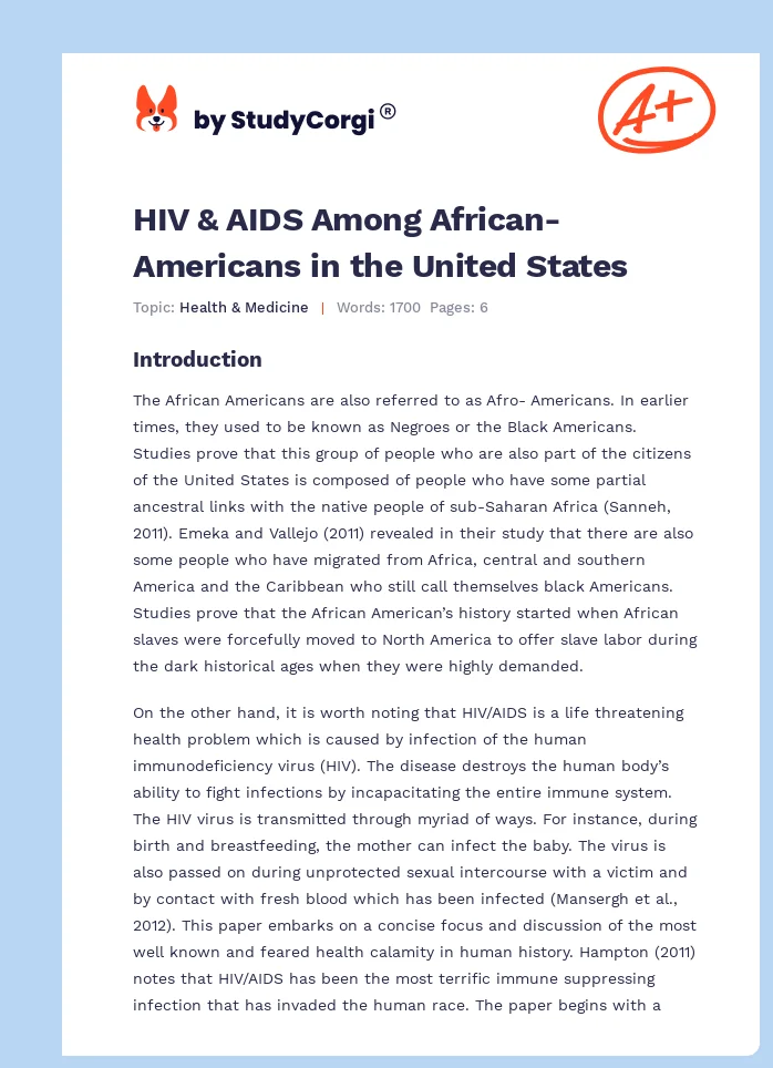 HIV & AIDS Among African-Americans in the United States. Page 1