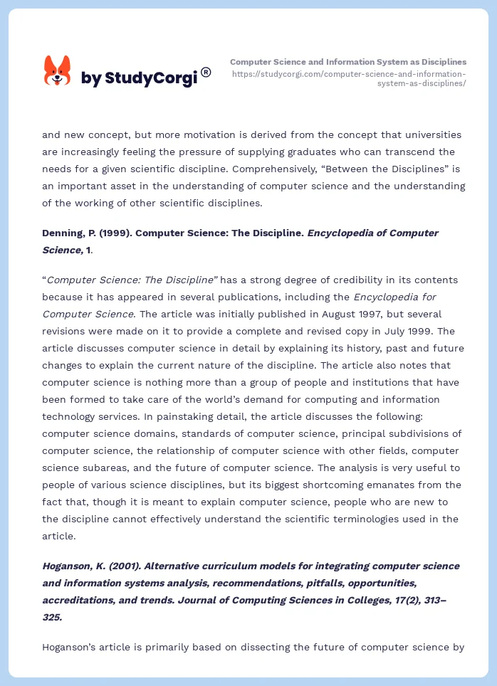 Computer Science and Information System as Disciplines. Page 2