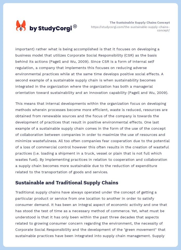 The Sustainable Supply Chains Concept. Page 2