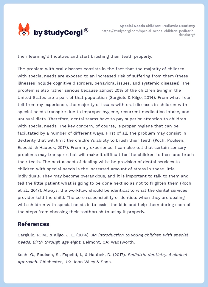 Special Needs Children: Pediatric Dentistry. Page 2