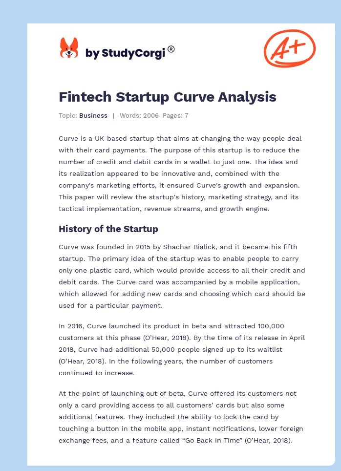 Fintech Startup Curve Analysis. Page 1