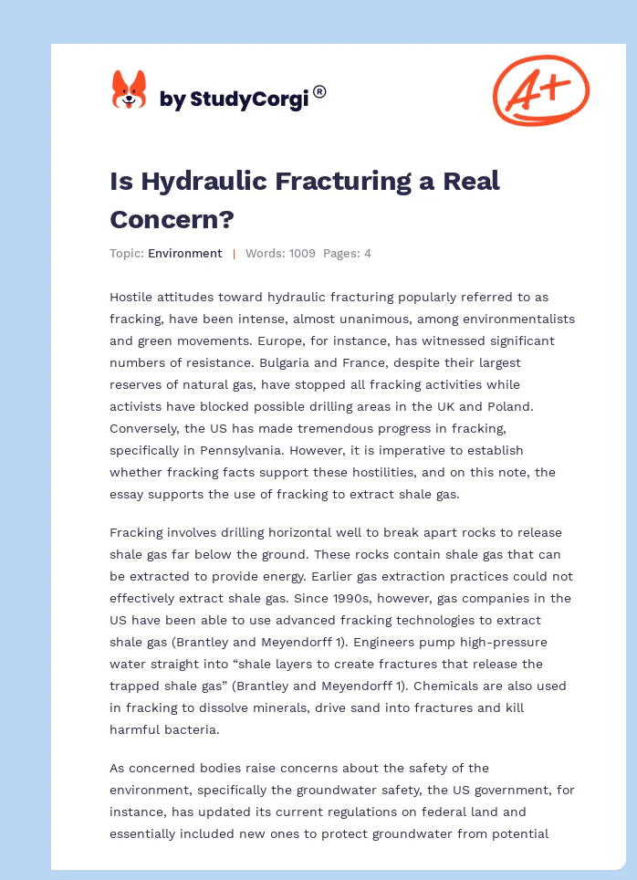 Is Hydraulic Fracturing a Real Concern?. Page 1