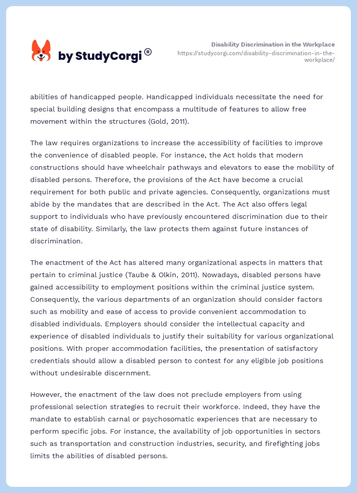 Disability Discrimination in the Workplace. Page 2