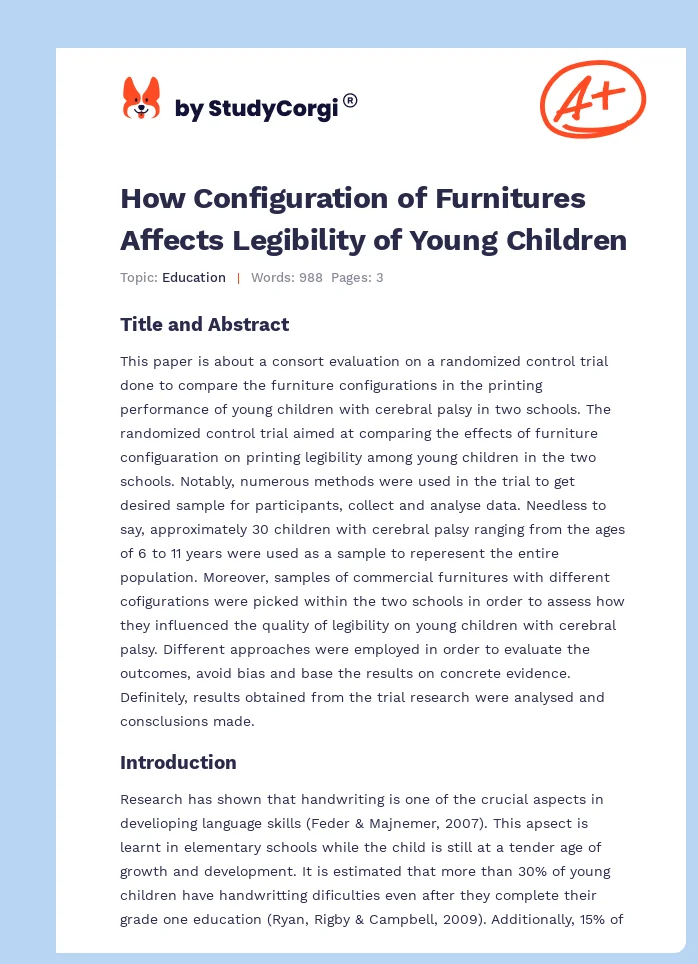 How Configuration of Furnitures Affects Legibility of Young Children. Page 1