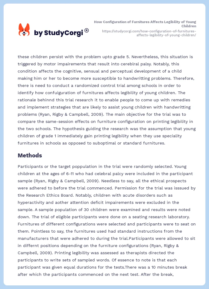 How Configuration of Furnitures Affects Legibility of Young Children. Page 2
