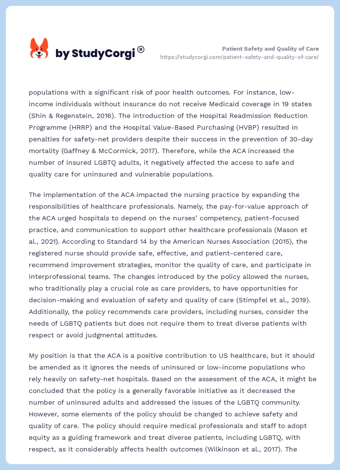Patient Safety and Quality of Care. Page 2