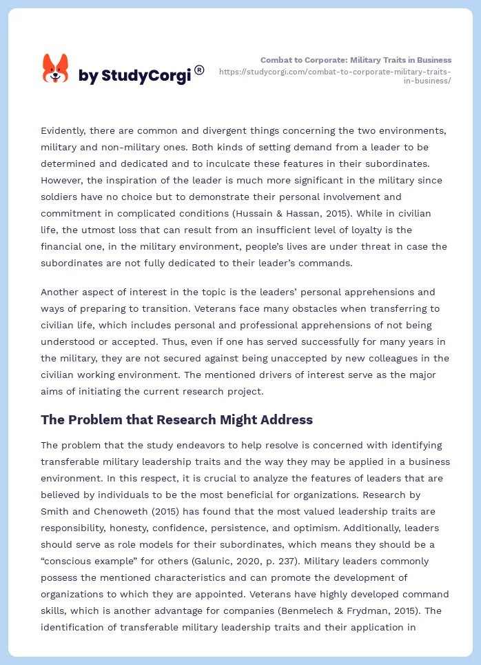 Combat to Corporate: Military Traits in Business. Page 2