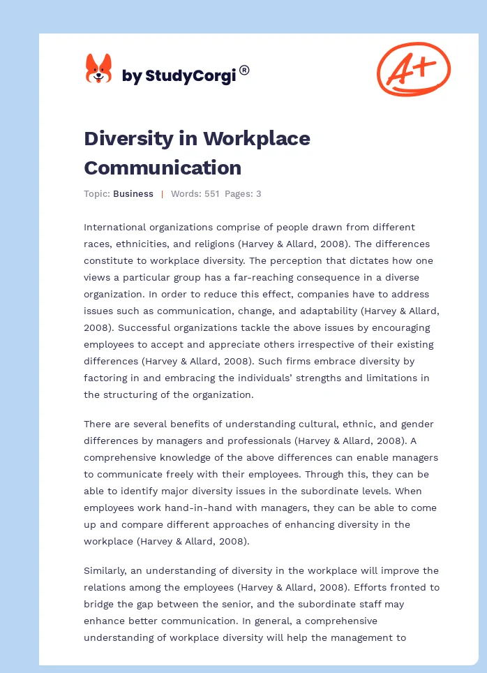 Diversity in Workplace Communication. Page 1