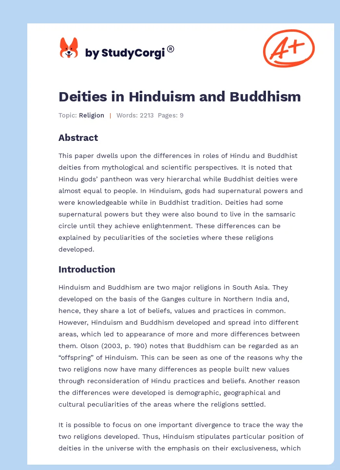 Deities in Hinduism and Buddhism. Page 1
