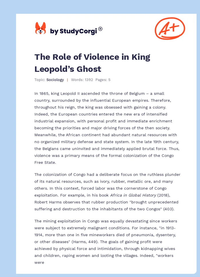 The Role of Violence in King Leopold’s Ghost. Page 1
