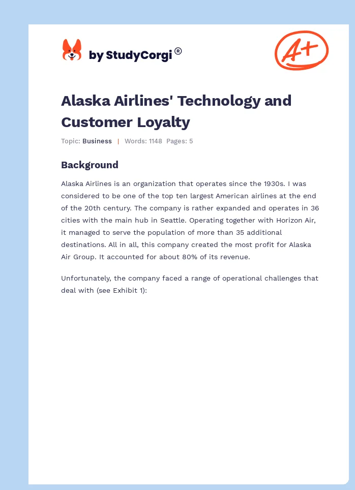 Alaska Airlines' Technology and Customer Loyalty. Page 1