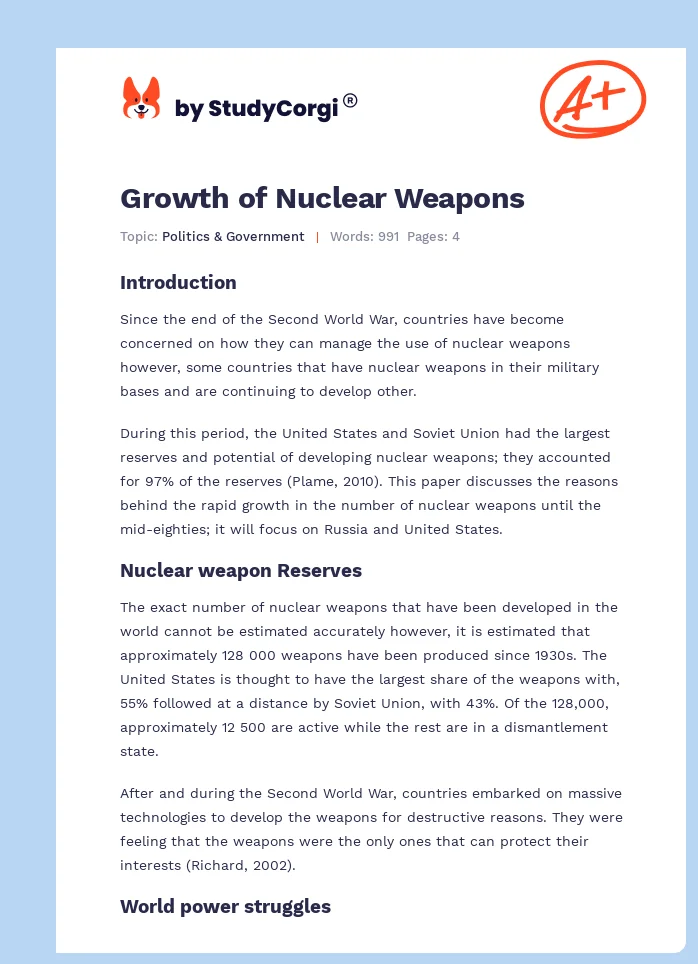 Growth of Nuclear Weapons. Page 1