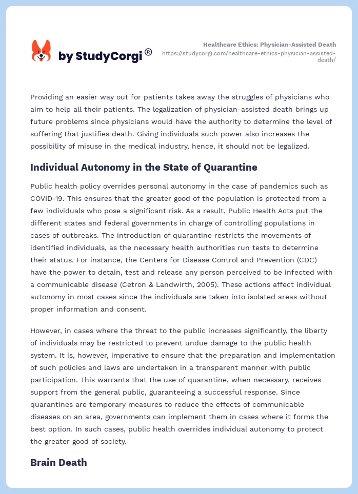 Healthcare Ethics: Physician-Assisted Death. Page 2