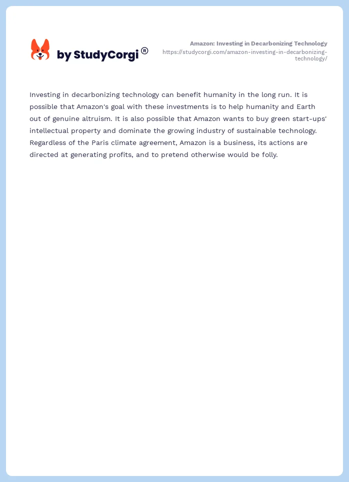 Amazon: Investing in Decarbonizing Technology. Page 2