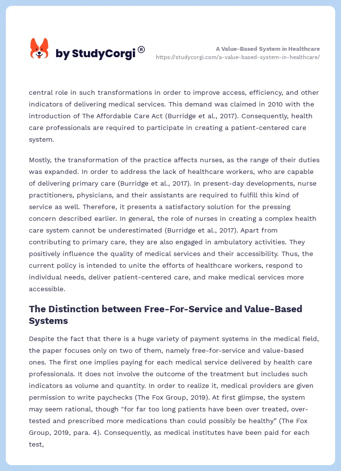 A Value-Based System in Healthcare. Page 2
