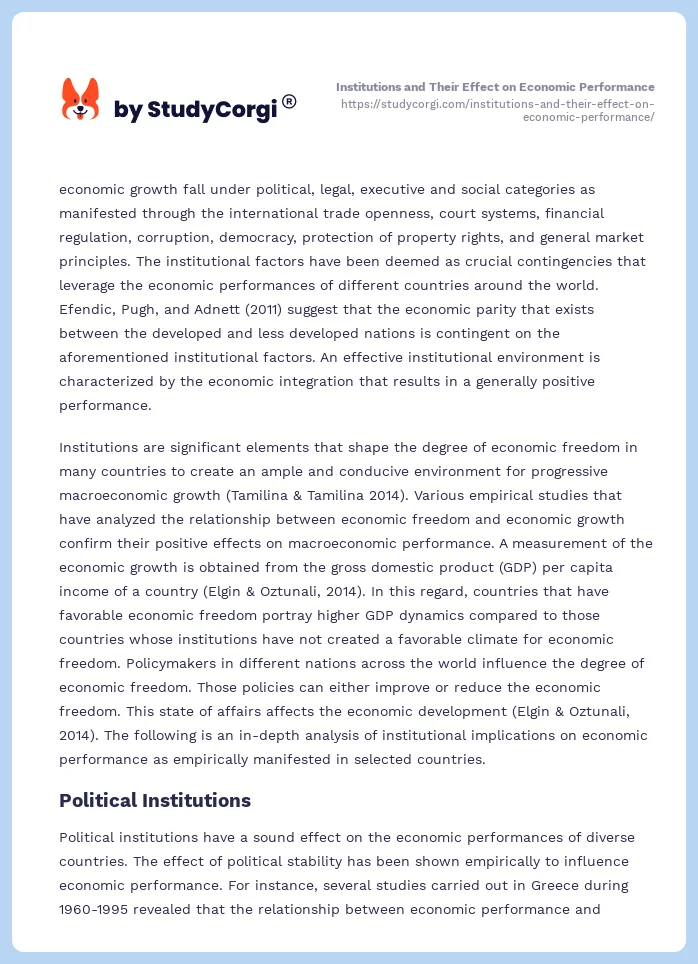Institutions and Their Effect on Economic Performance. Page 2