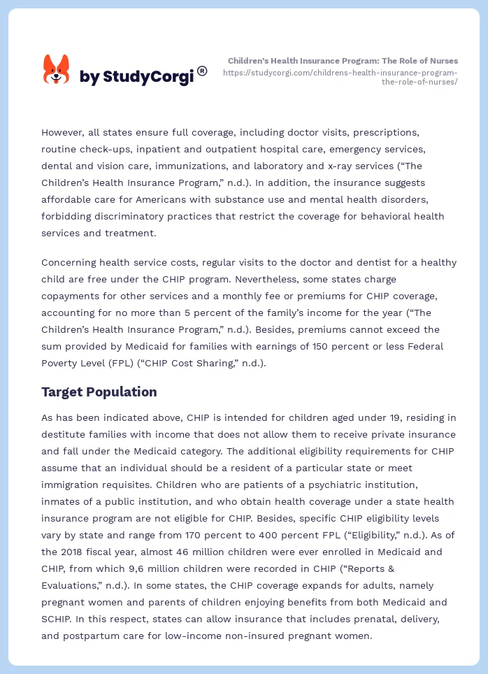 Children’s Health Insurance Program: The Role of Nurses. Page 2