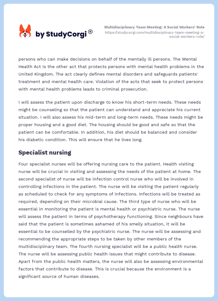 Multidisciplinary Team Meeting: A Social Workers’ Role. Page 2