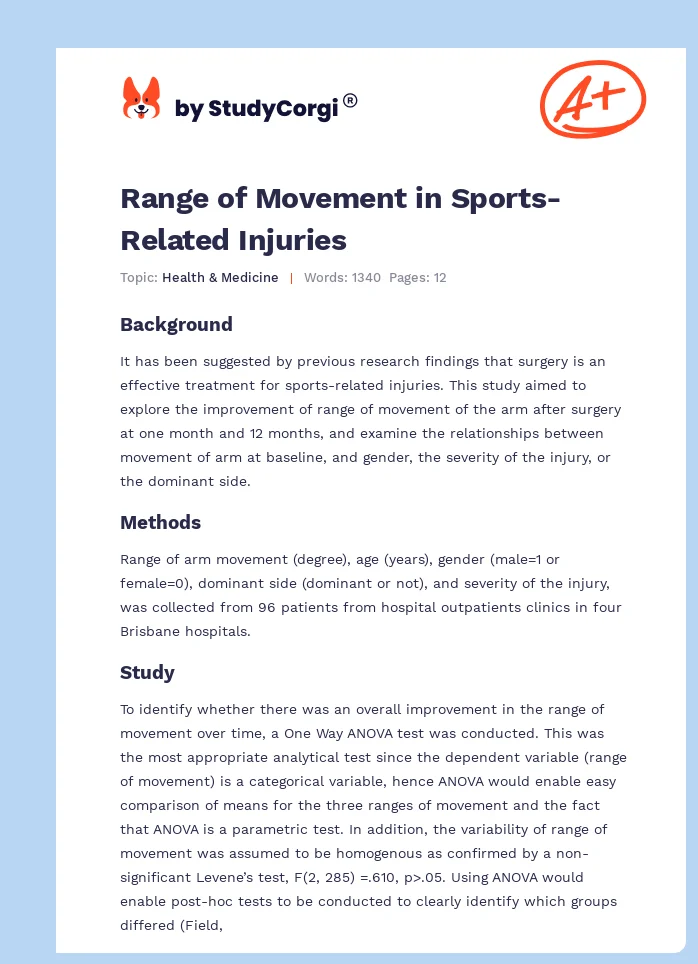 Range of Movement in Sports-Related Injuries. Page 1
