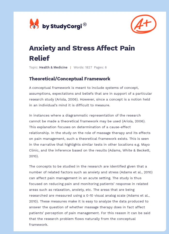 Anxiety and Stress Affect Pain Relief. Page 1