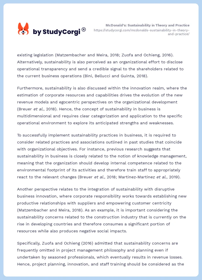 McDonald’s: Sustainability in Theory and Practice. Page 2