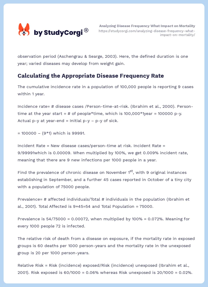 Analyzing Disease Frequency What Impact on Mortality. Page 2