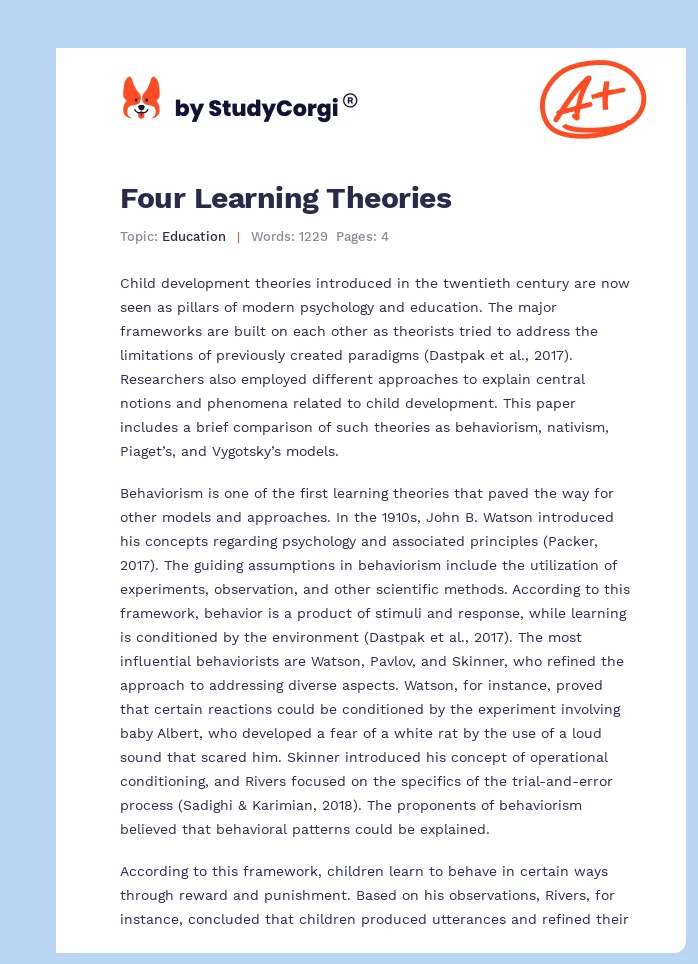 Four Learning Theories. Page 1