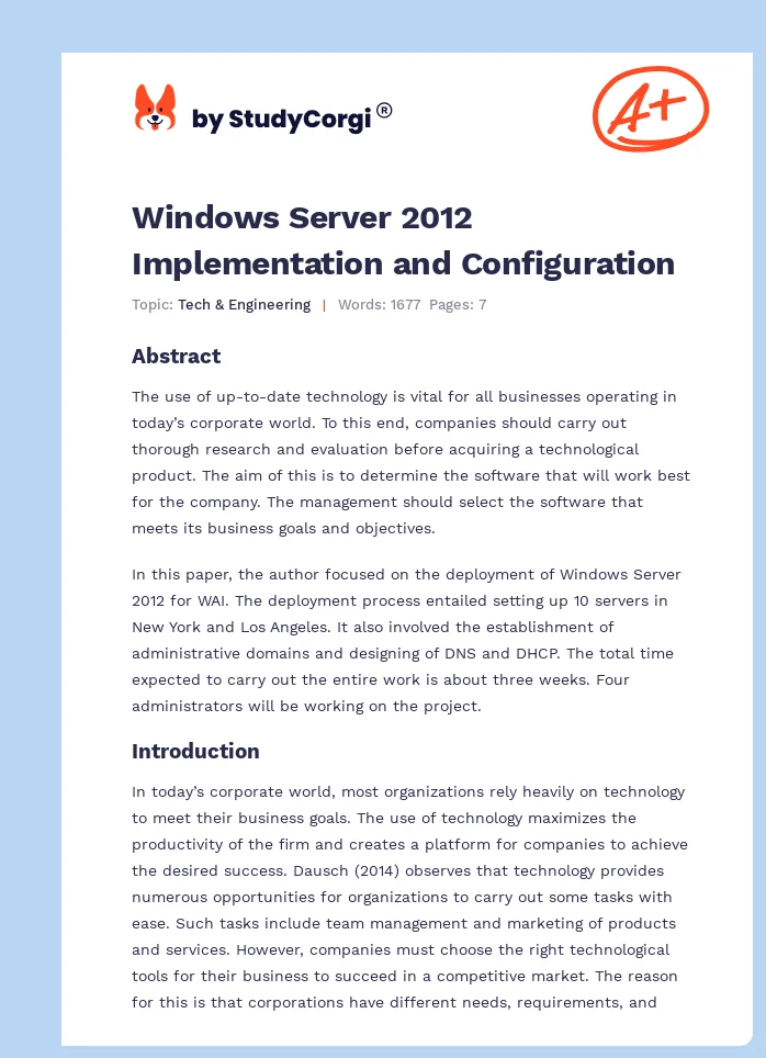 Windows Server 2012 Implementation and Configuration. Page 1