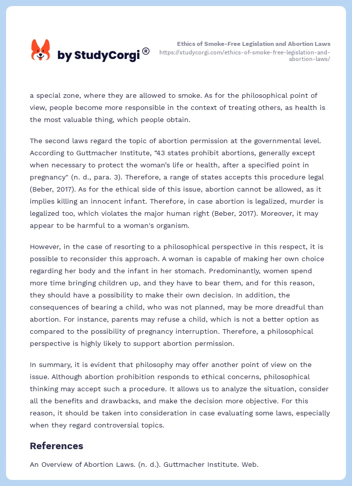 Ethics of Smoke-Free Legislation and Abortion Laws. Page 2
