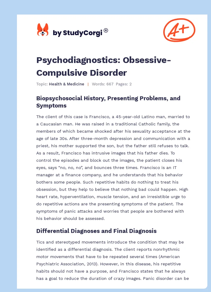 Psychodiagnostics: Obsessive-Compulsive Disorder. Page 1