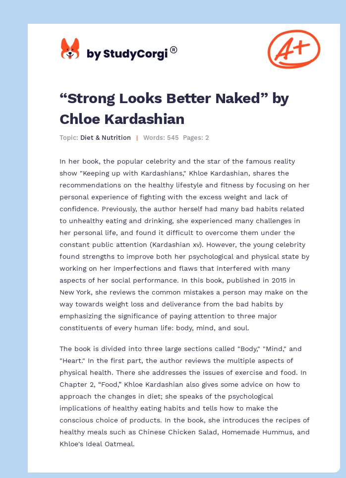 “Strong Looks Better Naked” by Chloe Kardashian. Page 1