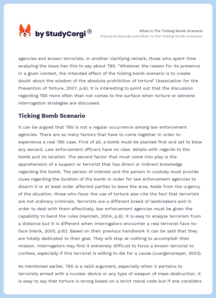 What Is The Ticking Bomb Scenario. Page 2