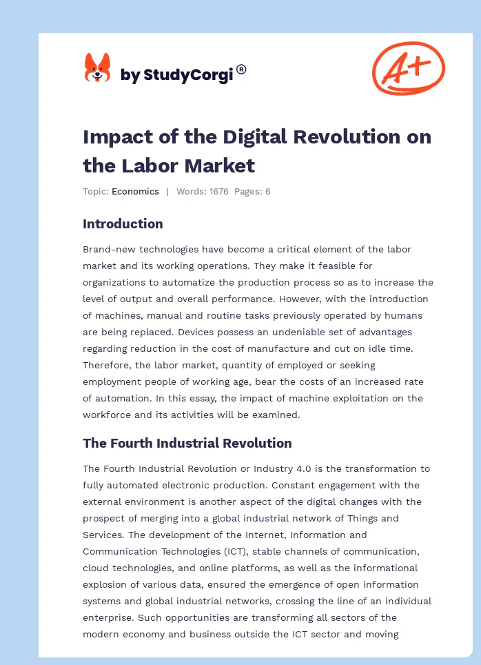 Impact of the Digital Revolution on the Labor Market. Page 1