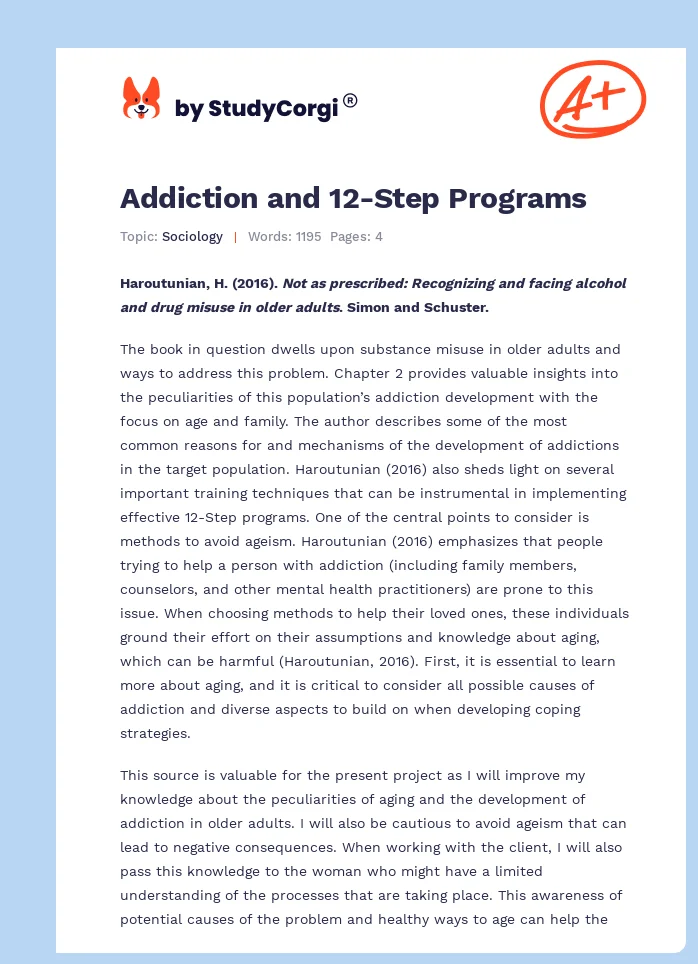 Addiction and 12-Step Programs. Page 1