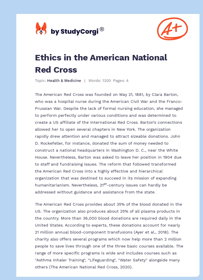Ethics in the American National Red Cross. Page 1
