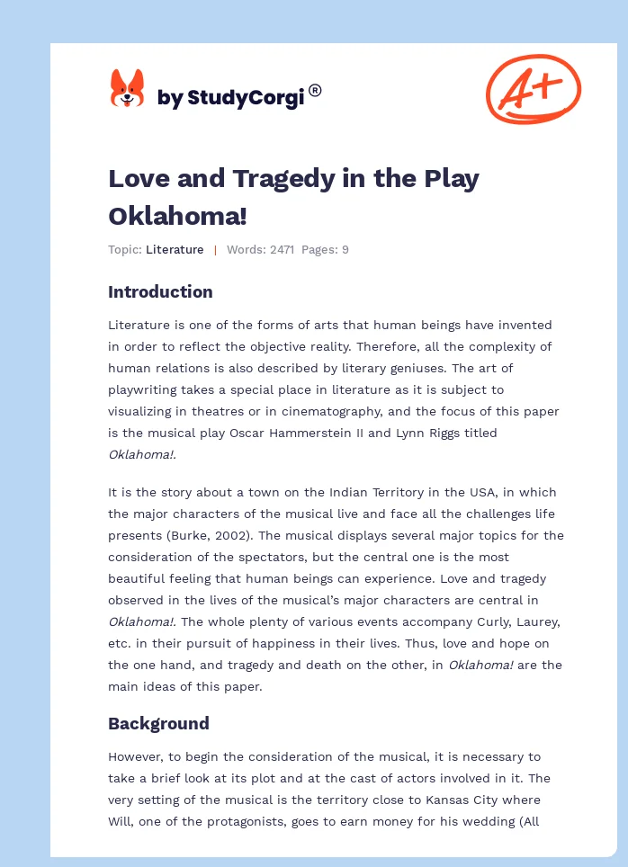 Love and Tragedy in the Play Oklahoma!. Page 1